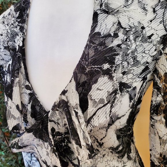 Button Down Black and White Lace Blouse - Picture 11 of 15